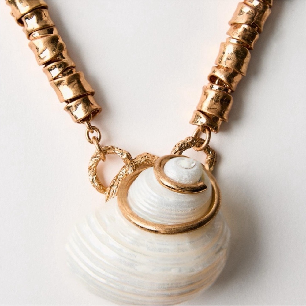 Zara Gold Shell Necklace - Picture 2 of 9